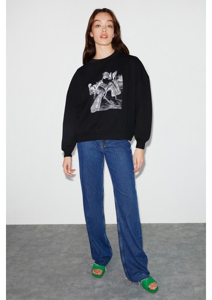 Sketch Oversize Siyah Sweatshirt indirimleri