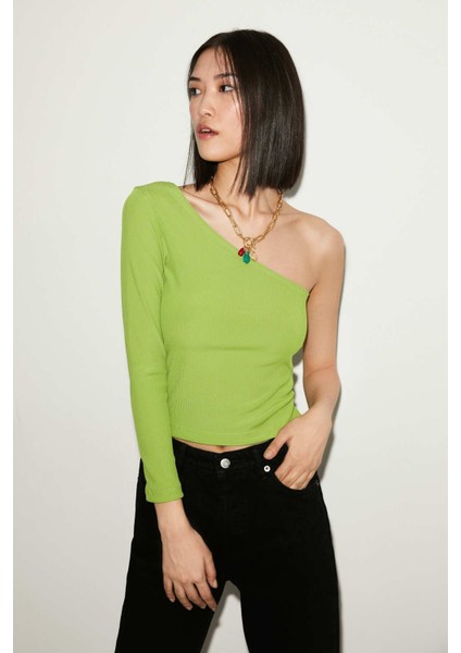 Bloom Asimetrik Slim Fit Yeşil Bluz fiyatları