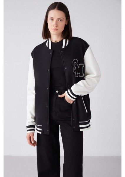 Gıorgıa Bomber Regular Kolej Siyah Sweatshirt