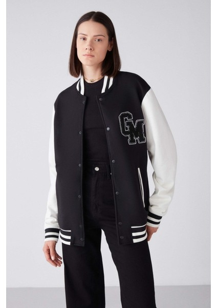 Gıorgıa Bomber Regular Kolej Siyah Sweatshirt