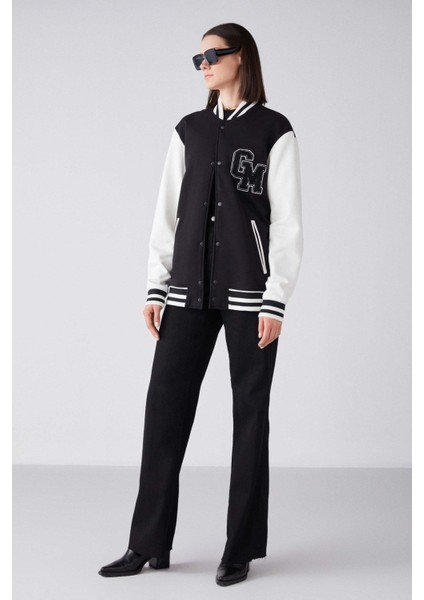 Gıorgıa Bomber Regular Kolej Siyah Sweatshirt
