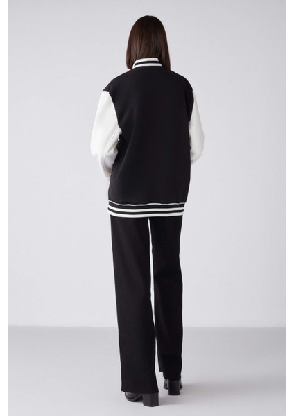 Gıorgıa Bomber Regular Kolej Siyah Sweatshirt