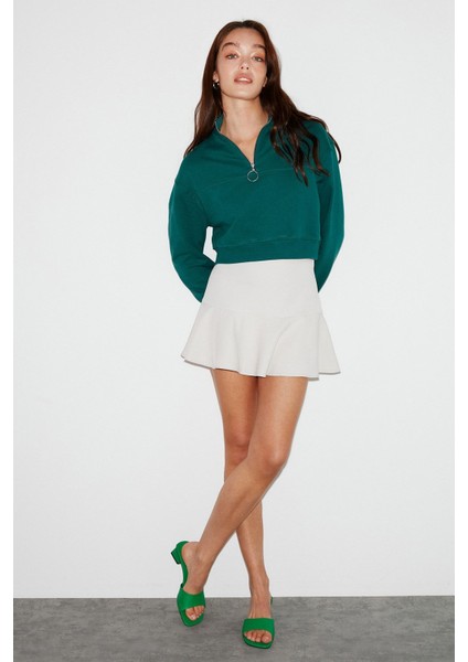 Moss Crop Fit Yeşil Sweatshirt