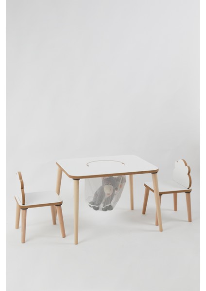 Çocuk Aktivite Masası, Çalışma Masası Sandalye Takımı Sepetli Etkinlik Masası- Yaz- Sil Yüzey