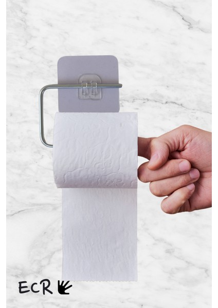 Gümüş Renk Yapışkanlı Wc Tuvalet Kağıdı Askısı Tuvalet Kağıdı Askılığı