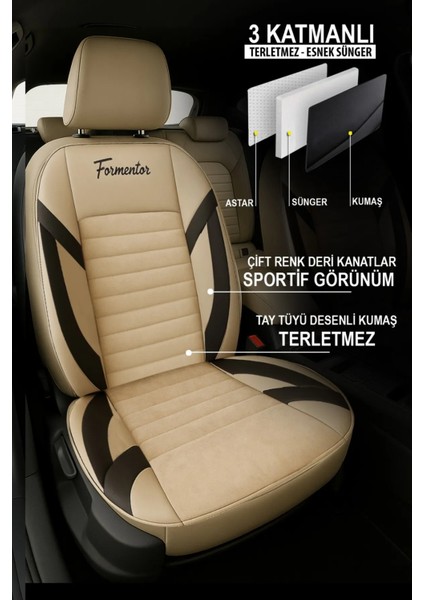 Opel Meriva A (Facelift 2006) 1.7 Cdtı (101 Hp) 2007 Uyumlu Tay Tüyü Oto Kılıf Bej