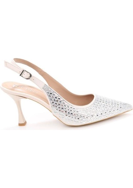 PS-31971 8 cm Topuklu Kadın Taşlı Arkası Açık Stiletto Abiye Ayakkabı fırsatları