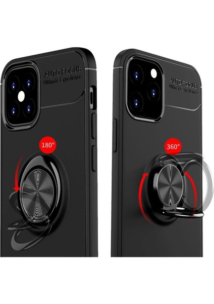 Iphone 12 Mini Kılıf Range Yüzüklü Silikon - Siyah-Mavi Inslm
