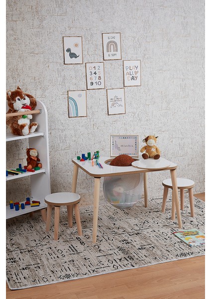 Çocuk Aktivite Masası, Çalışma Masası Sandalye Takımı Sepetli Etkinlik Masası- Yaz- Sil Yüzey fiyatları