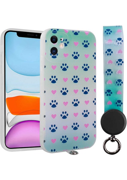 Apple iPhone 11 Kılıf Desenli El Askılı Ipli Btbm Arte Silikon KAPAK-NO10