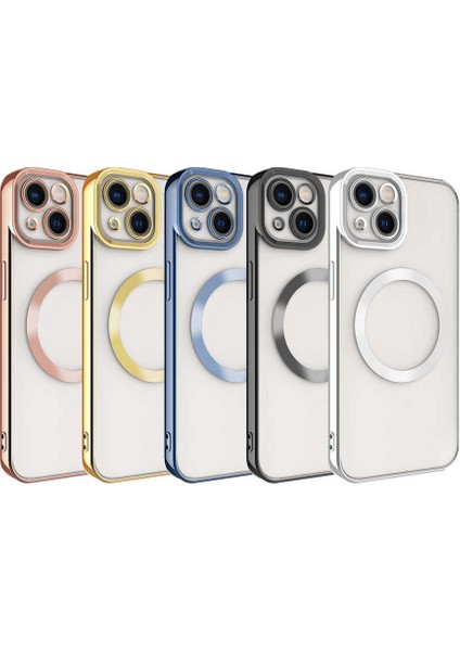 iPhone 13 Kılıf Magsafe Wireless Şarj Özellikli Btbm Setro Silikon-Gold