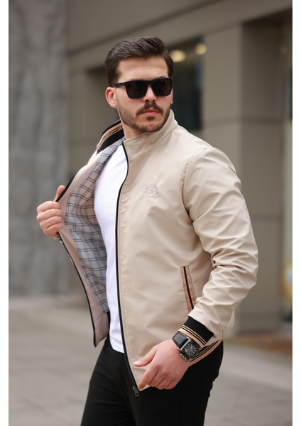 Mevsimlik Erkek Mont & Ceket Nakış Armalı Krem modelleri