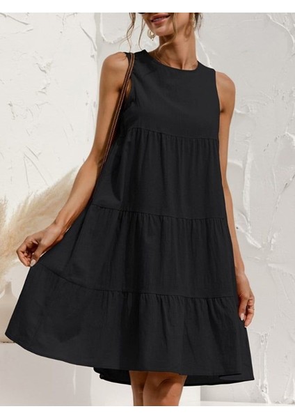 Kadın Sıfır Kol Bisiklet Yaka Aerobin Elbise