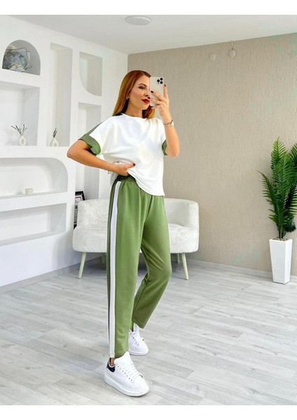 AYDOGANTICARET44 Kadın Modal Dokulu Kumaş Yanı Şeritli Takım