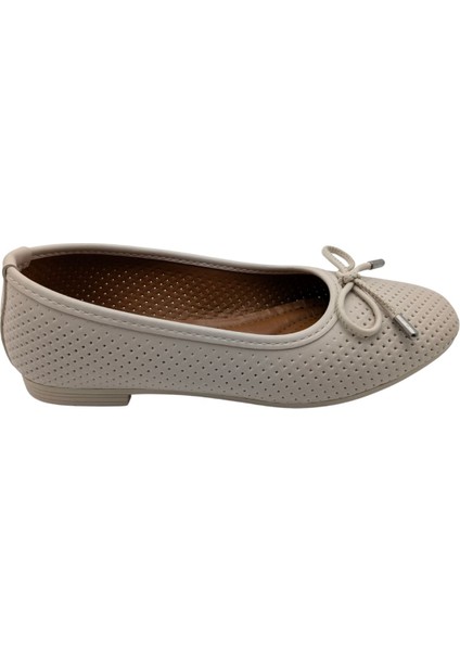 Urselene | Kadın Suni Deri Fiyonklu Babet - Bej - 36