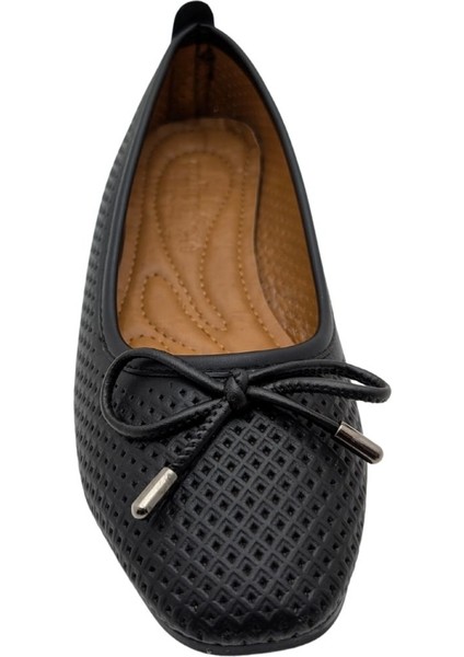 Urselene | Kadın Suni Deri Fiyonklu Babet - Siyah - 37 modelleri