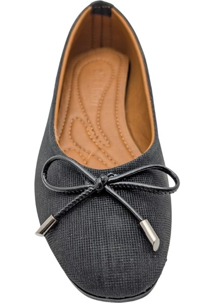 Urselene | Kadın Suni Deri Fiyonklu Babet - Black - 37 modelleri