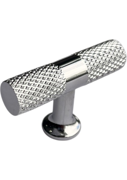 T Bar (Tırtıklı) Baklava Dilimli Krom Kaplama Gümüş Grisi Kulp Mobilya Mutfak Çekmece Kapak Kulbu Düğme Tek Delikli
