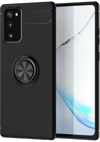 Samsung Galaxy Note 20 Kılıf Range Yüzüklü Silikon - Siyah Inslm
