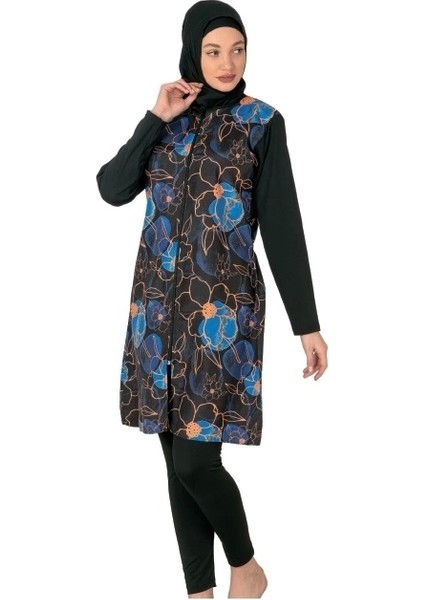 Fantasy Siyah Desenli Kadın Tesettür Mayo