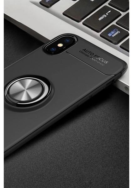 Iphone Xs Kılıf Range Yüzüklü Silikon - Siyah Inslm