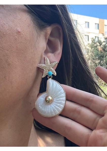 Istridye Sallantılı Yıldız Küpe modelleri