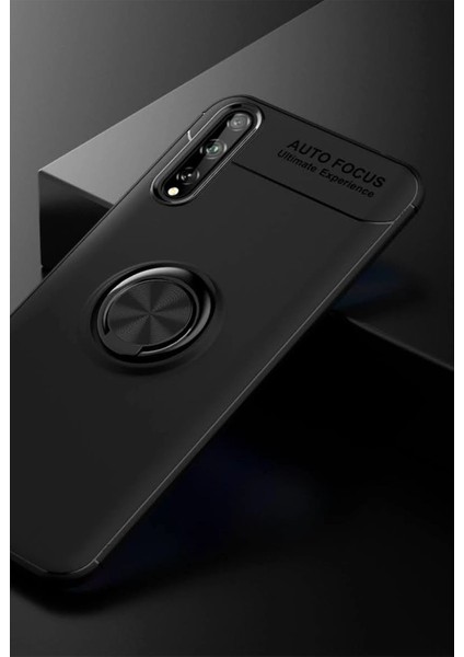 Huawei P Smart S Kılıf Range Yüzüklü Silikon - Siyah Inslm