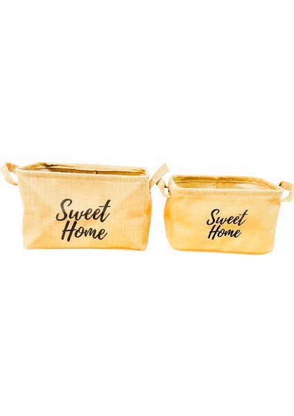 Sweet Home Jüt Hasır Ev Düzenleyici Mutfak Banyo Salon Sepeti Katlanır Sıvı Korumalı Ikili Set B-O fiyatları