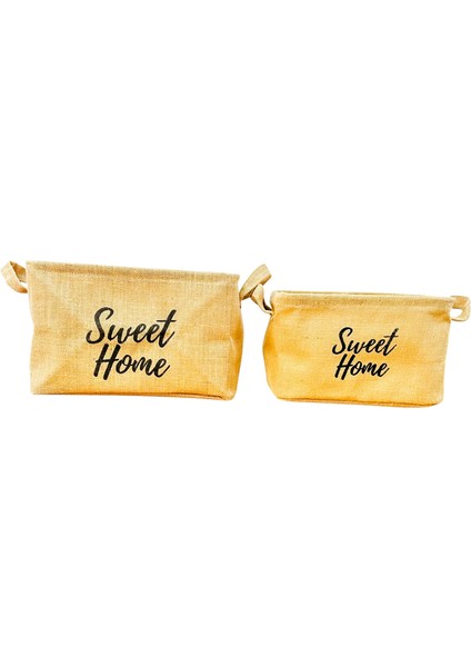 Sweet Home Jüt Hasır Ev Düzenleyici Mutfak Banyo Salon Sepeti Katlanır Sıvı Korumalı Ikili Set B-O fırsatları