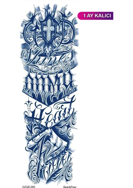 30 Gün Kalıcı Kol Dövmesi Yazılı Kol Kaplama Tattoo
