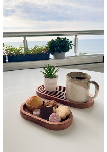 Doğal Ahşap Kahve Sunumluğu – Gökkuşağı Desenli Servislik | Kayın Ağacı 24X15 cm indirimleri
