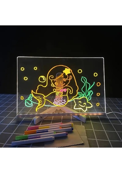 Bakgelal LED Işıklı Yazı ve Çizim Panosu, Silinebilir Fosforlu Kalemli, Işıklı Not Tahtası, Led’li Çocuk Çizim Panosu, Işıklı Mesaj Tahtası, Led'li Çizim Panosu 30X20 cm fırsatları