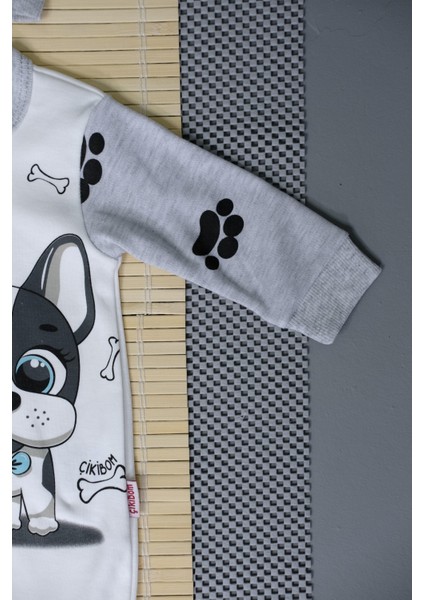 Köpek Baskılı 2'li Unisex Tulum Takımı Gri indirimleri
