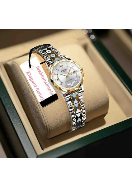 2 Adet Çift Saati Çelik Erkek ve Kadın Lüx 1. Sınıf Kol Saati Gold fiyatları