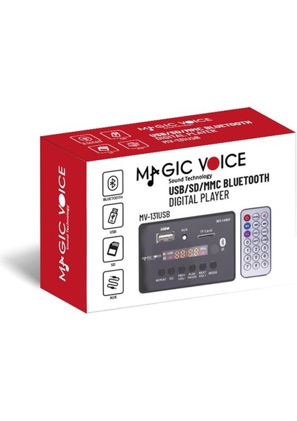 Magicvoice MV-14907 Usb-Sd-Aux-Bluetooth Mikrofonlu Kumandalı Ekranlı Oto Teyp Çevirici Dijital Player Board fiyatları