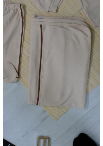 Unisex Ayıcık Desenli 7'li Zıbın Takımı Kahverengi Biyeli Krem fırsatları