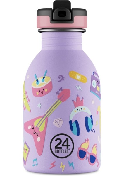 Kids Bottle Music Friends Pipetli Paslanmaz Çelik Çocuk Su Matarası 250 ml