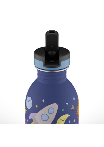Kids Bottle Space Friends Pipetli Paslanmaz Çelik Çocuk Su Matarası 250 ml modelleri