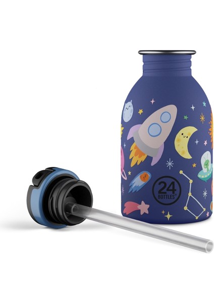 Kids Bottle Space Friends Pipetli Paslanmaz Çelik Çocuk Su Matarası 250 ml fırsatları