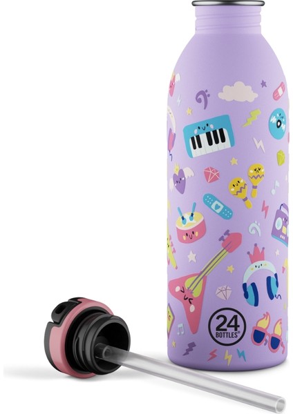 Kids Bottle Music Friends Pipetli Paslanmaz Çelik Çocuk Su Matarası 500 ml fırsatları