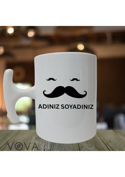 Isim Yazılabilir Babalar Günü Porselen T Kulplu Kupa Bardak - Canım Babam Bıyıklı Tasarım fiyatları