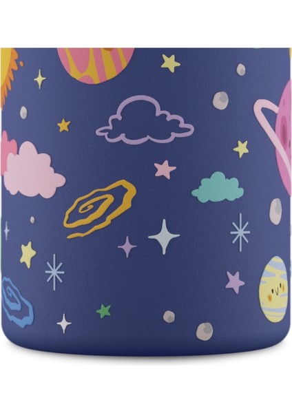 Kids Bottle Space Friends Pipetli Paslanmaz Çelik Çocuk Su Matarası 500 ml indirimleri