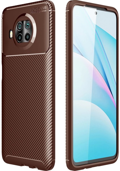 Xiaomi Mi 10T Lite Kılıf Auto Focus Karbon Kapak - Kahverengi Inslm