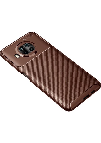 Xiaomi Mi 10T Lite Kılıf Auto Focus Karbon Kapak - Kahverengi Inslm