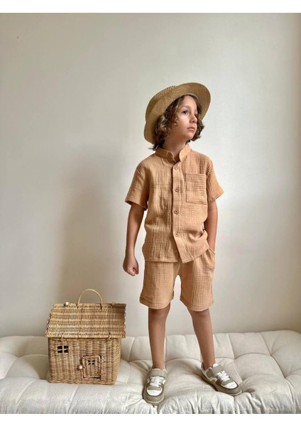 Yigit Butik Müslin Kumaş Şortlu Erkek Çocuk Takım
