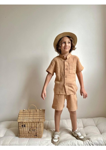 Yigit Butik Müslin Kumaş Şortlu Erkek Çocuk Takım fiyatları