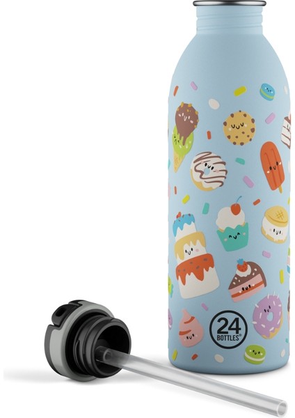 Kids Bottle Sweet Friends Pipetli Paslanmaz Çelik Çocuk Su Matarası 500 ml fırsatları