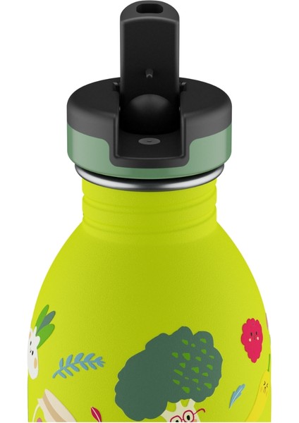 Kids Bottle Veggie Friends Pipetli Paslanmaz Çelik Çocuk Su Matarası 500 ml modelleri