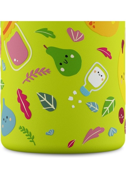 Kids Bottle Veggie Friends Pipetli Paslanmaz Çelik Çocuk Su Matarası 500 ml indirimleri