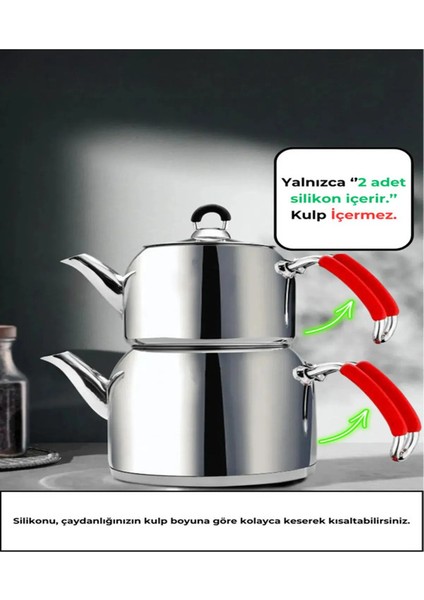 Demir Saplı Çaydanlıklar Için Silikon (2 Adet) Kırmızı